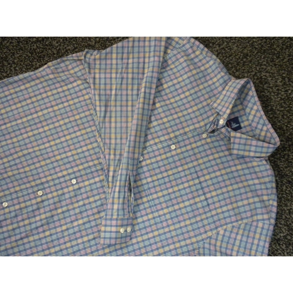 Johnnie-O Shirt Mens XXL Lake‎ Blue Tartan Bamboo Prep Formance Hominy Button Up
